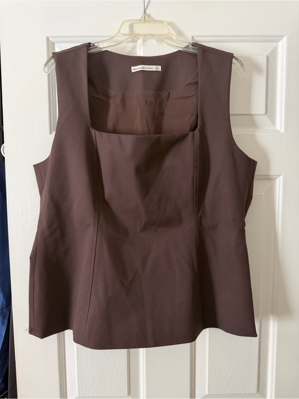 Abercrombie & Fitch Square-Neck Sleeveless Shell Top - Chocolate Brown